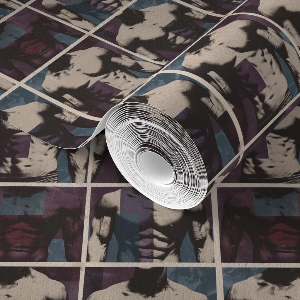 An alternative colorway of the ModBod modern figurative wallpaper in a premium non-pasted matte finish.