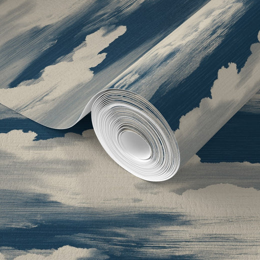 Detail of Moonlit Clouds non-pasted matte wallpaper in Light Night Sky.