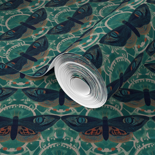 Texture detail of the premium matte non-pasted teal wallpaper option.