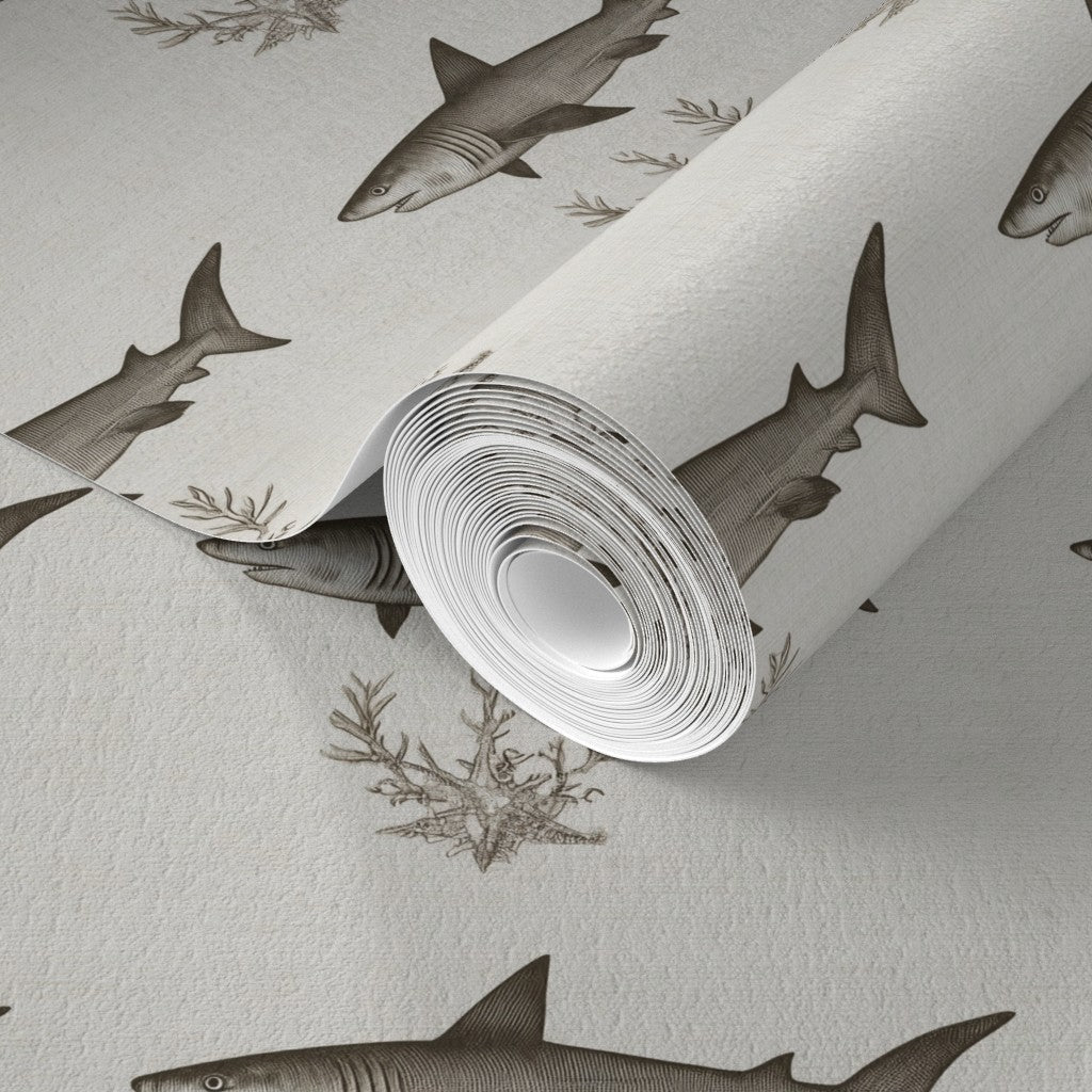 Angled view showing the crisp detail and matte finish of the Solo Swimmer non-pasted wallpaper.