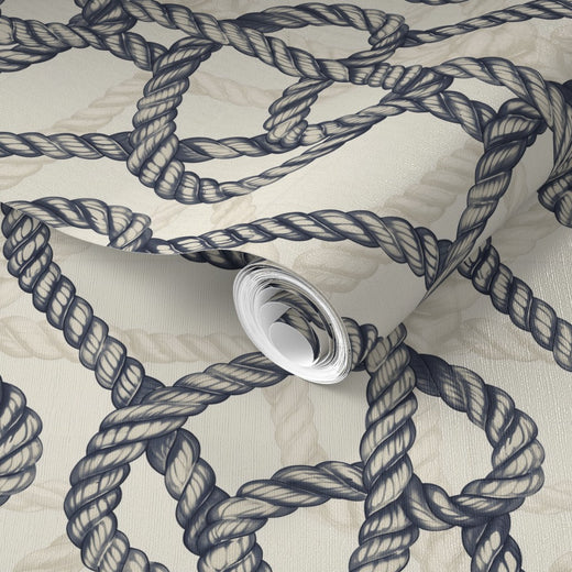 Swatch detail of the non-pasted matte finish Harbor Knot wallpaper
