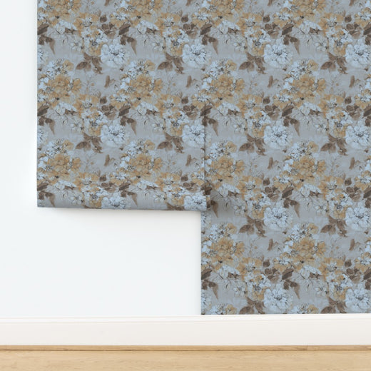 Non-pasted watercolor floral wallpaper swatch in a delicate pink colorway.