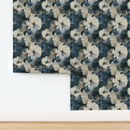 Traditional non-pasted wallpaper sample of Sheer Peonies in Scandi colorway.
