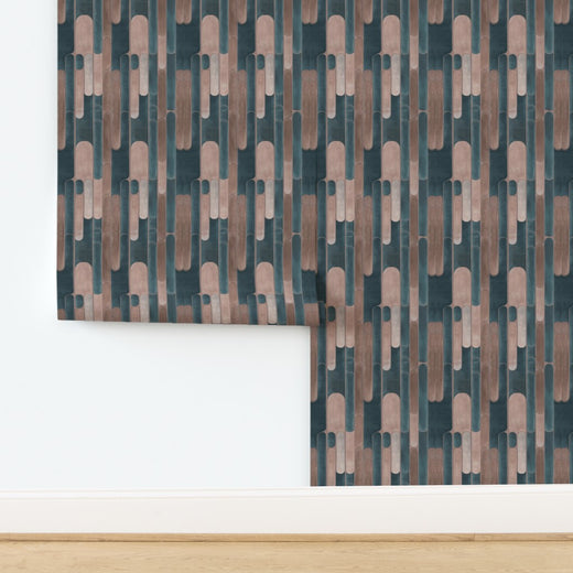 Non-pasted wallpaper roll option in the colorful Tempo pattern.