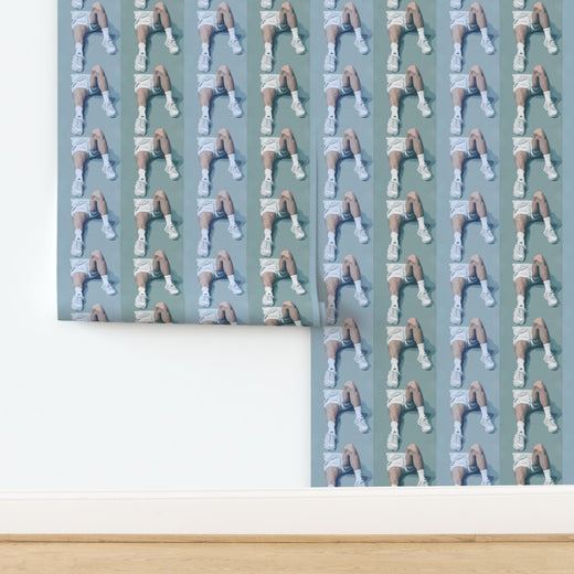 Close-up view of Court Side non-pasted wallpaper pattern displaying crisp striped lines.