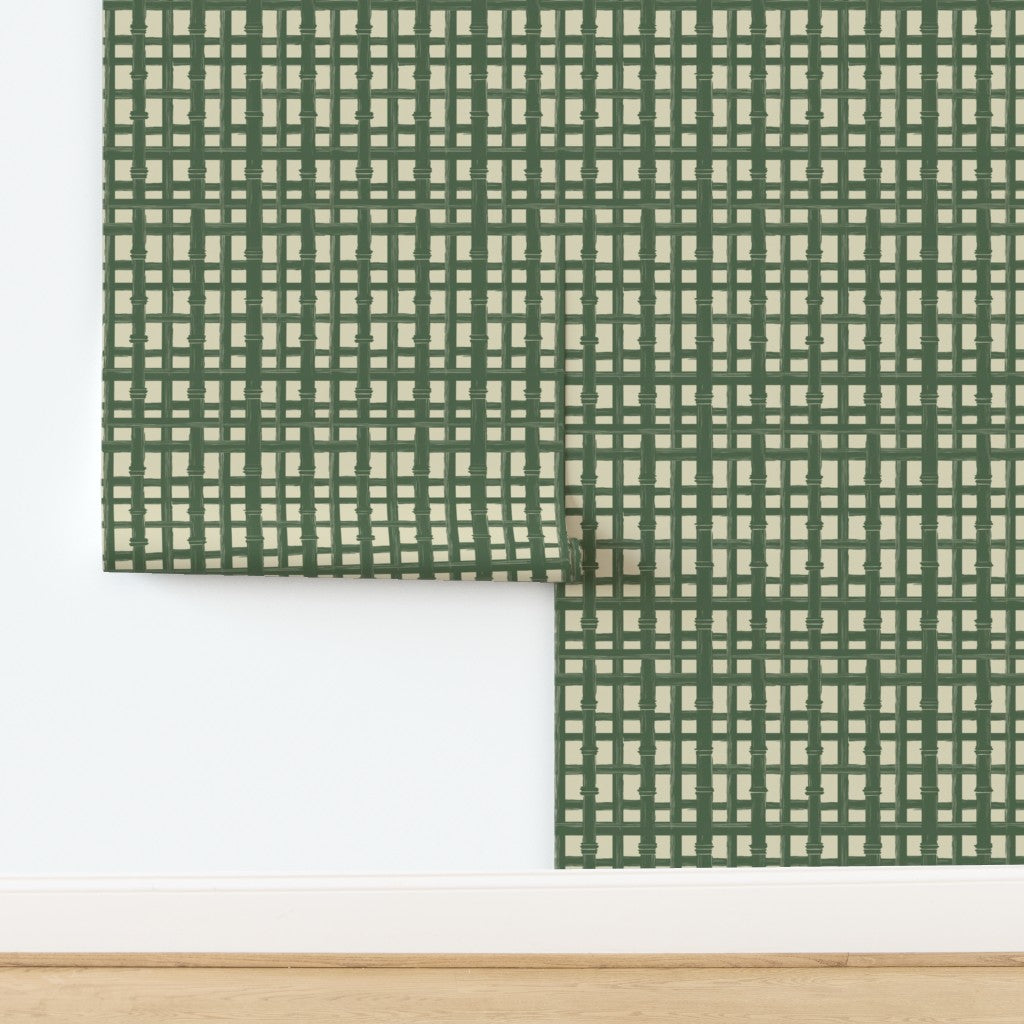 Close-up of the non-pasted bamboo screen wallpaper in Beige Ground.