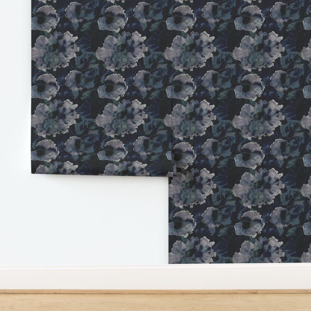 Non-pasted traditional version of Nocturne Bloom wallpaper showing its premium matte finish