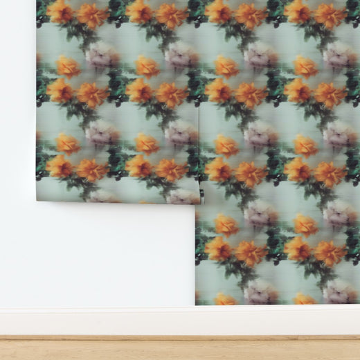 A flat lay swatch of the Ethereal Rose Veil non-pasted wallpaper, demonstrating pattern repeat and color depth.