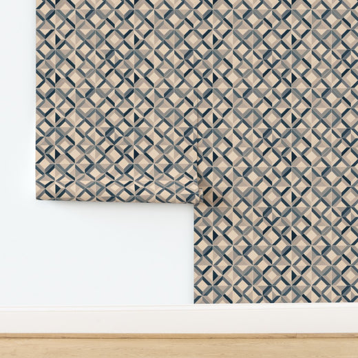 Ponti Geometric wallpaper in Ocean, non-pasted traditional matte finish