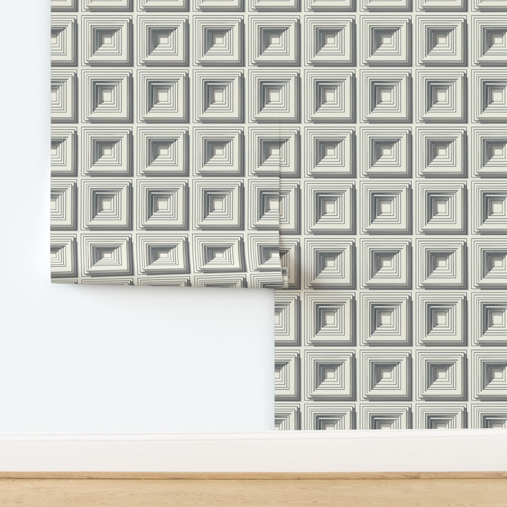 Non-pasted matte finish concrete block rhythm tile wallpaper detail