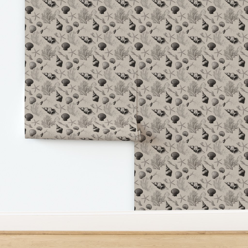Close-up of the non-pasted Sanibel wallpaper texture in taupe with matte finish.