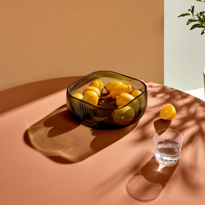 Elegant modernist crystal centerpiece bowl styled in a contemporary home setting