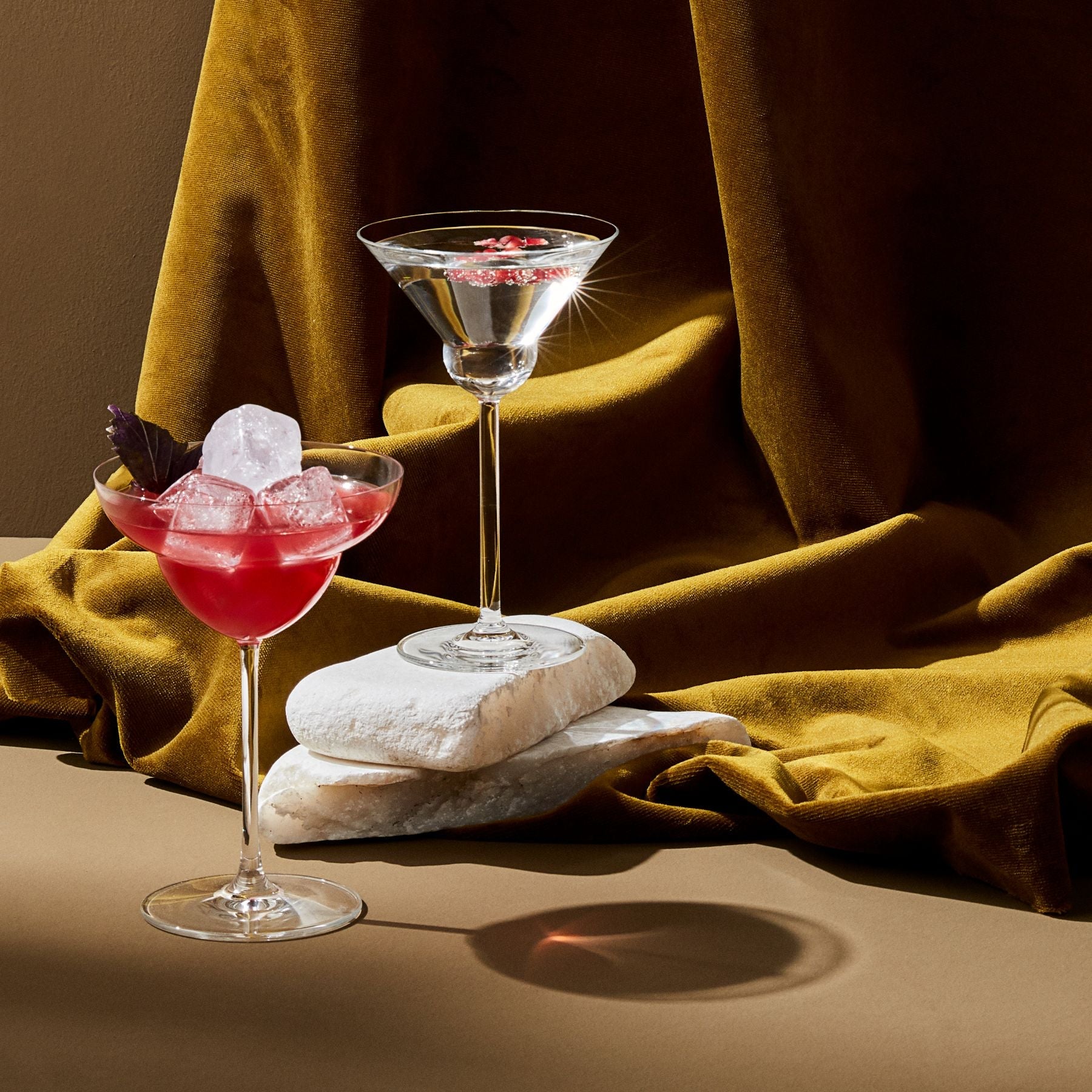 Lifestyle view of Vintage Set of 2 Margarita Glasses | Provenance & Patina