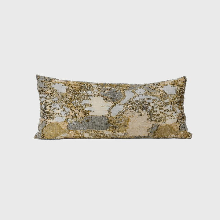 Product shot of Gold Abstract Lumbar Pillow – Masculine Fine Art - Luxury Pillows | Provenance & Patina