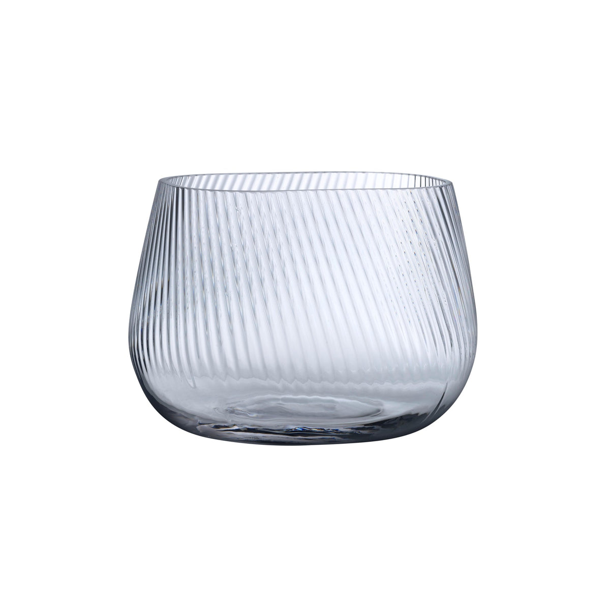 Clear modern crystal NUDE Glass Opti Medium vase showcasing a delicate vertical optic ribbed silhouette