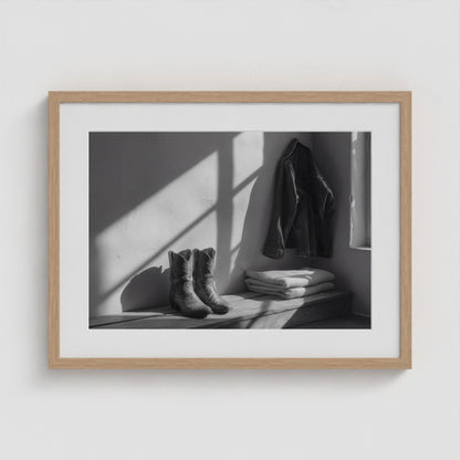 Ostrich Boots 24x18 Natural Landscape Box Frame