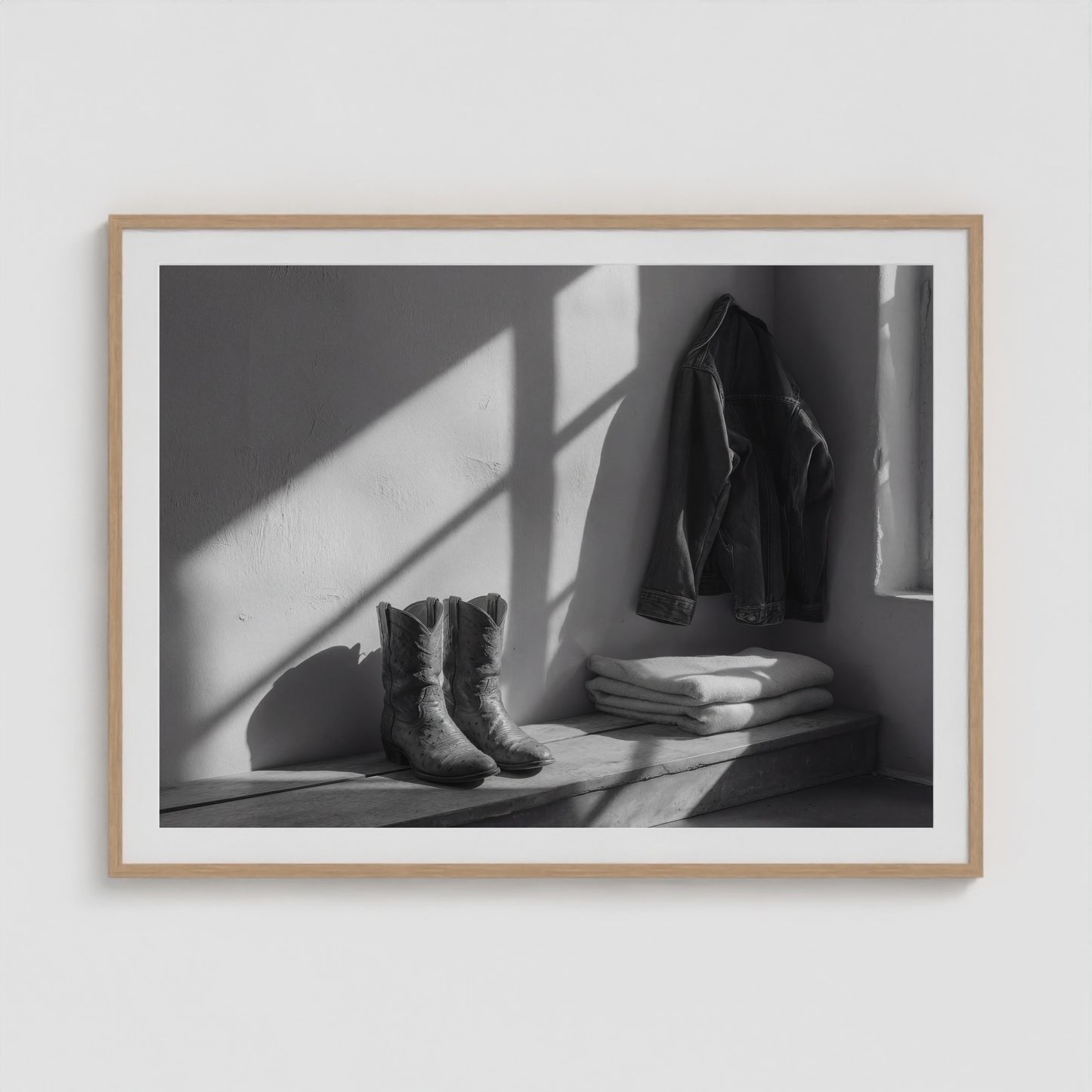 Ostrich Boots 48x36 Natural Landscape Box Frame