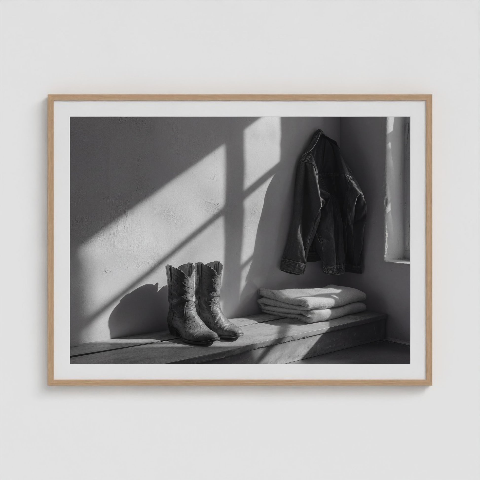 Ostrich Boots 48x36 Natural Landscape Box Frame