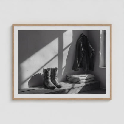 Ostrich Boots 48x36 Natural Landscape Box Frame
