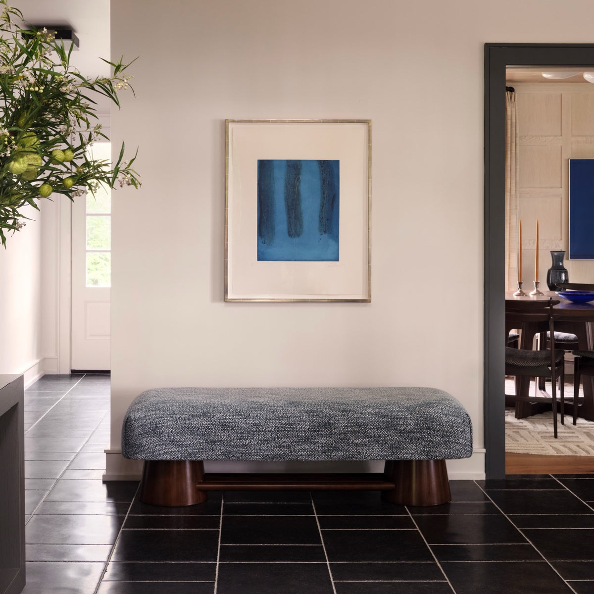 Custom Harbour bench placed in a coastal entryway at Head of Harbor.
