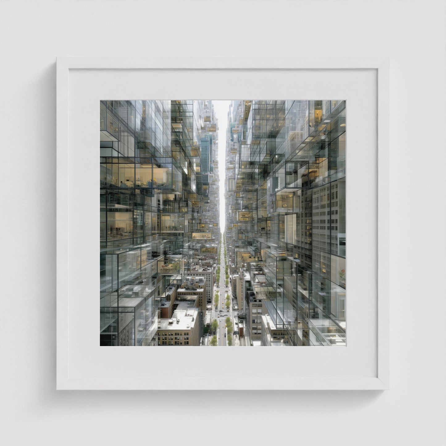 Park Avenue Grid 20x20 White Square Box Frame