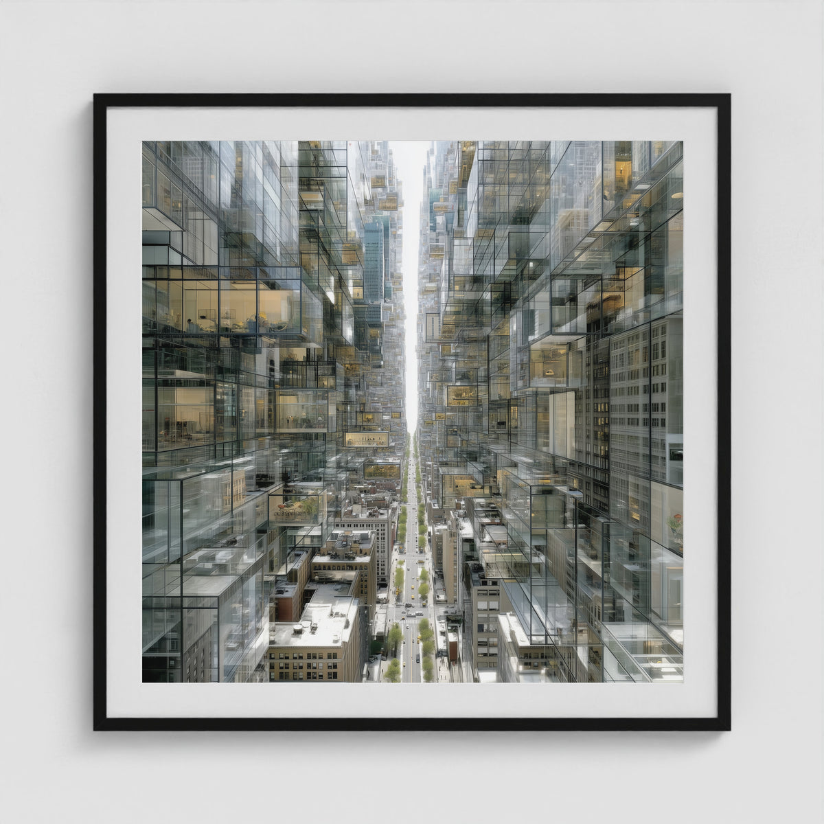 Park Avenue Grid 36x36 Black Square Box Frame