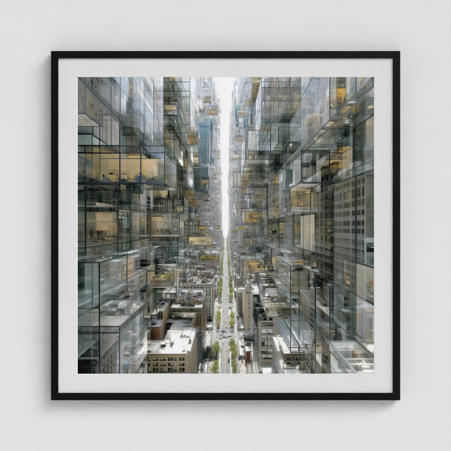Park Avenue Grid 36x36 Black Square Box Frame
