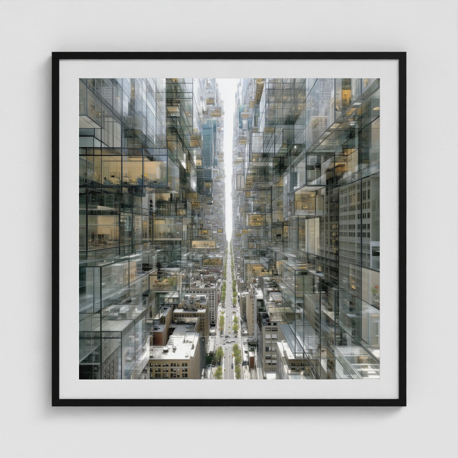 Park Avenue Grid 36x36 Black Square Box Frame