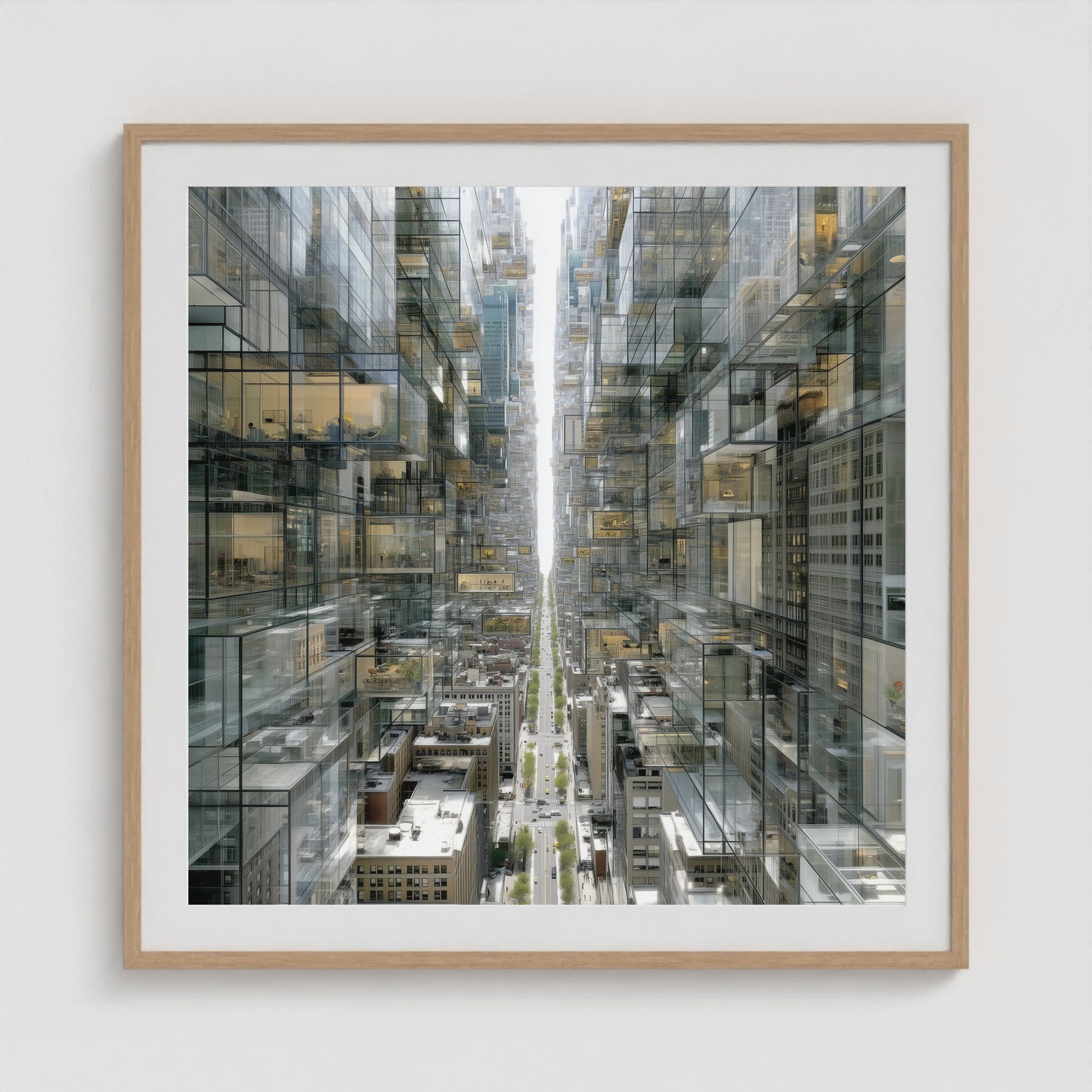 Park Avenue Grid 36x36 Natural Square Box Frame
