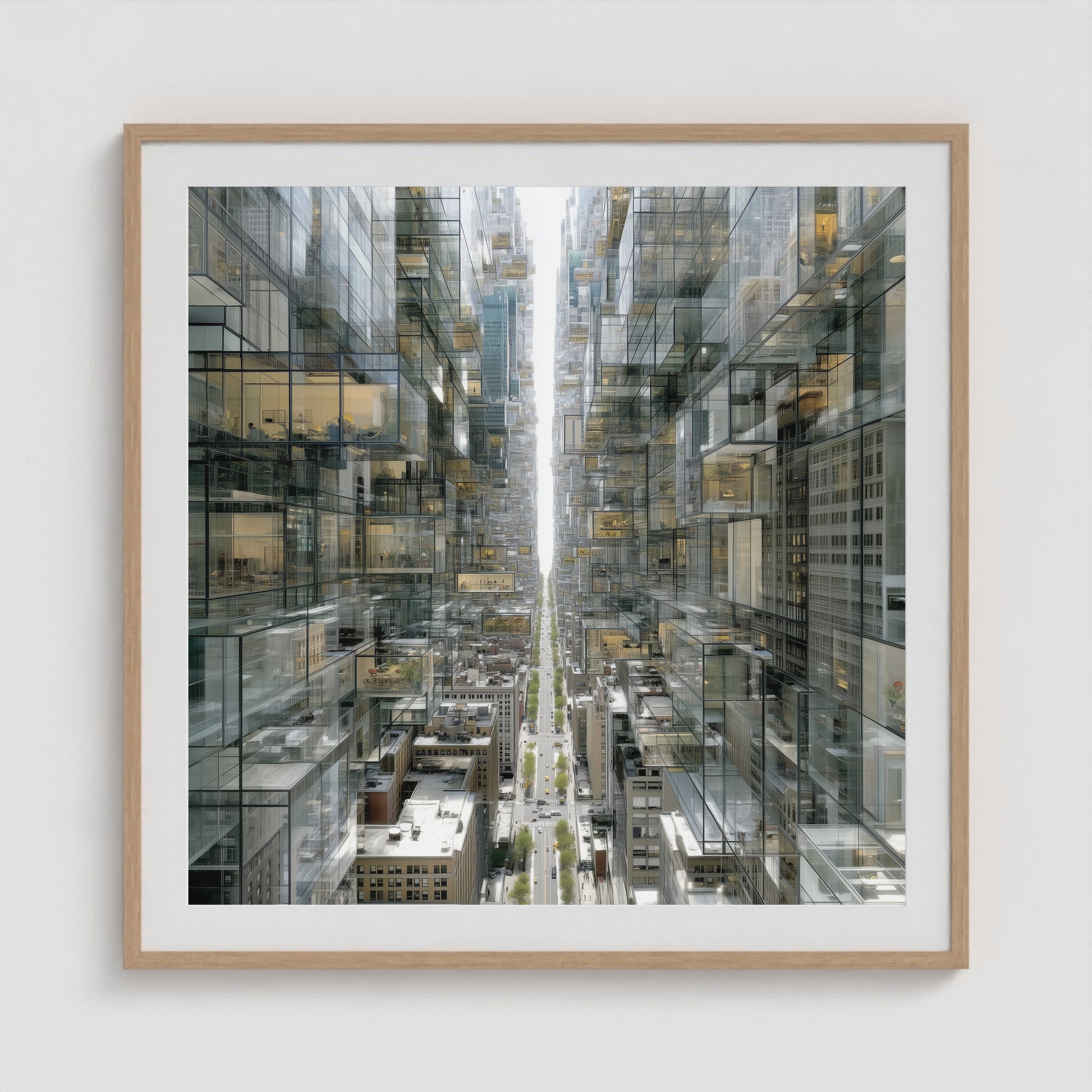 Park Avenue Grid 36x36 Natural Square Box Frame
