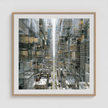 Park Avenue Grid 36x36 Natural Square Box Frame