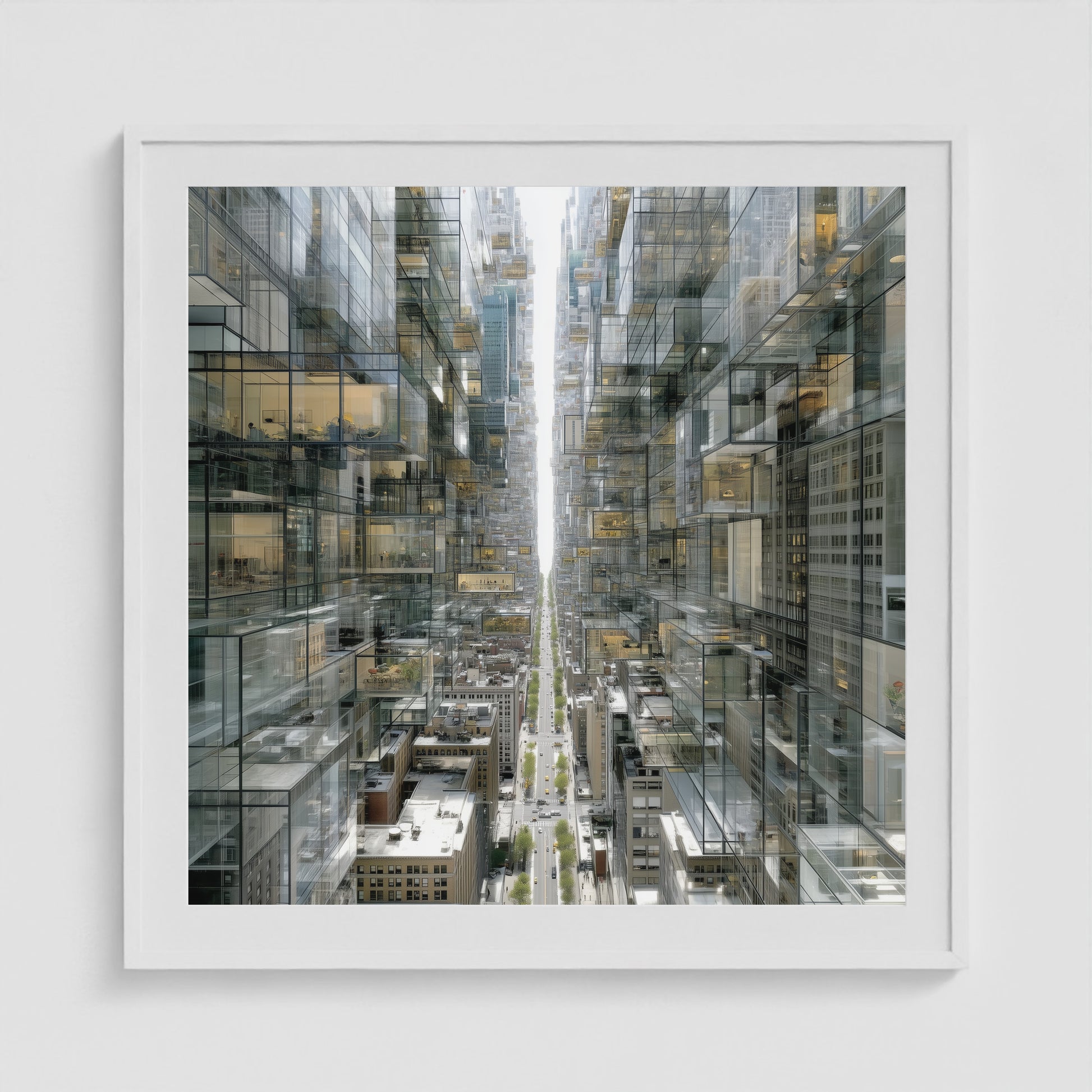 Park Avenue Grid 36x36 White Square Box Frame