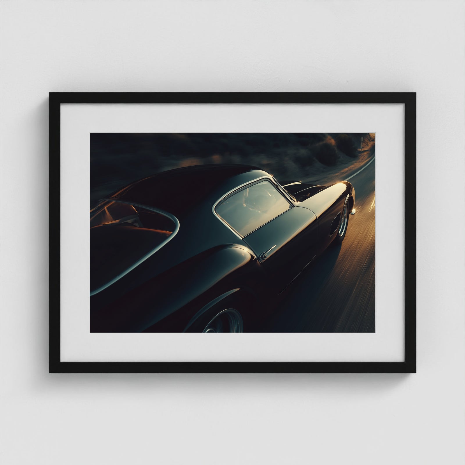 Passing, 1950s Blue Chip Ferrari 24x18 Black Landscape Box Frame