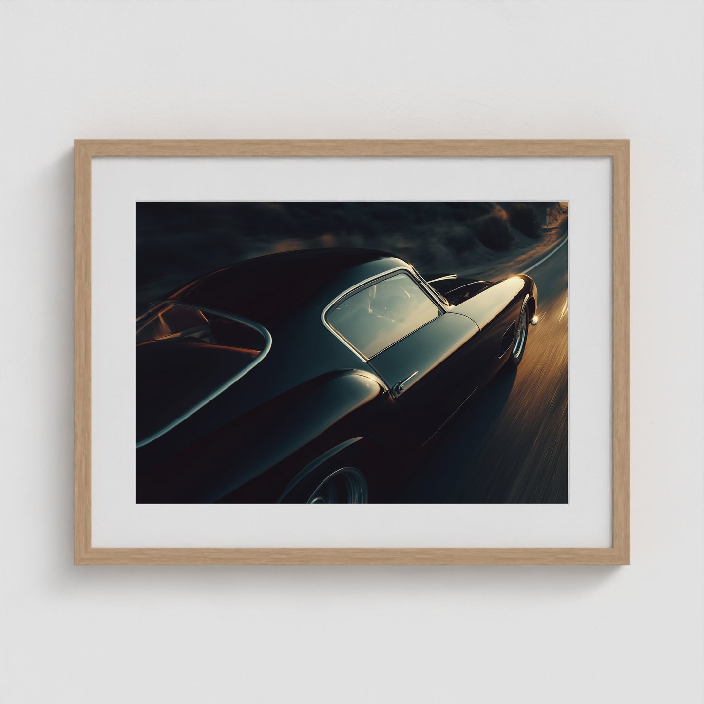 Passing, 1950s Blue Chip Ferrari 24x18 Natural Landscape Box Frame