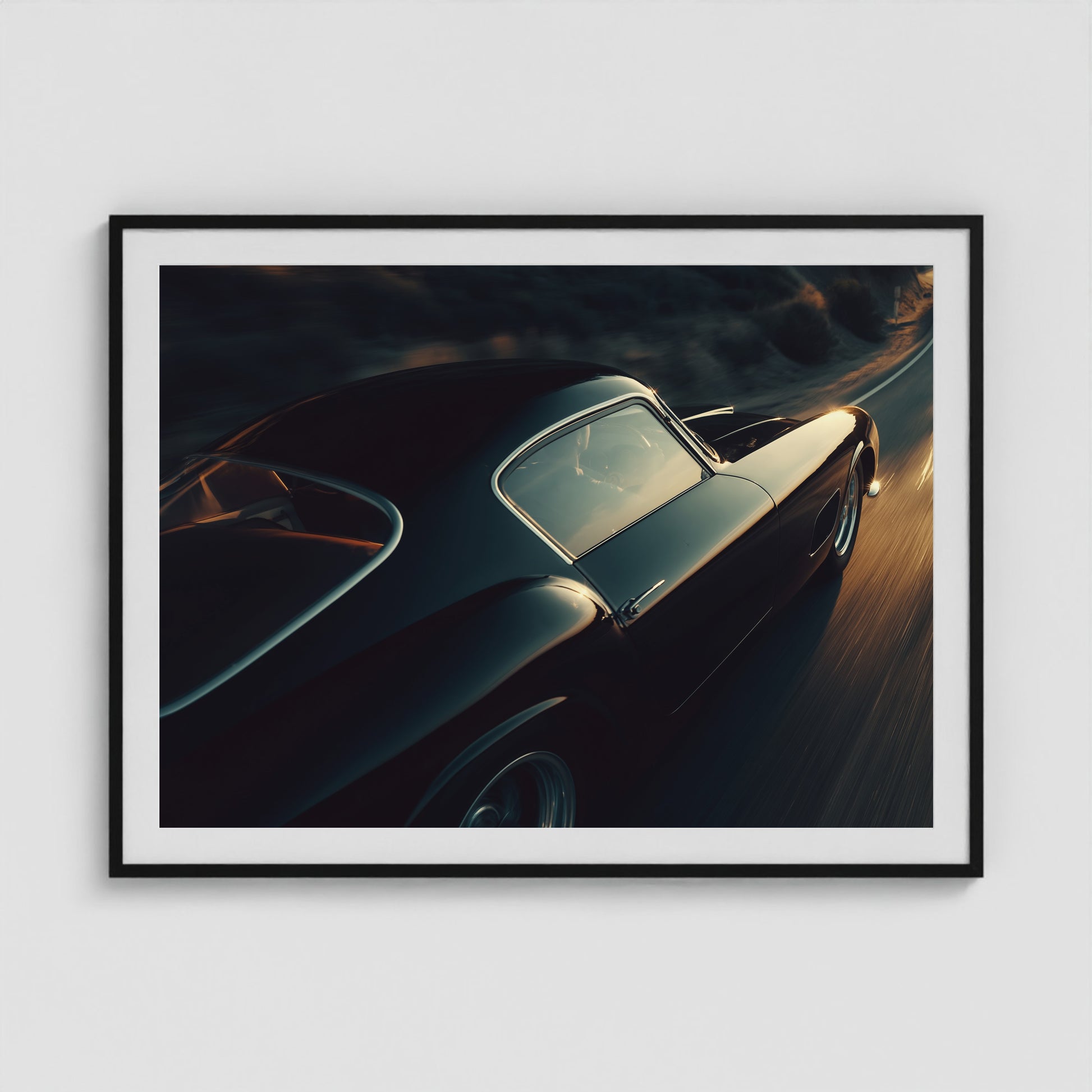 Passing, 1950s Blue Chip Ferrari 48x36 Black Landscape Box Frame