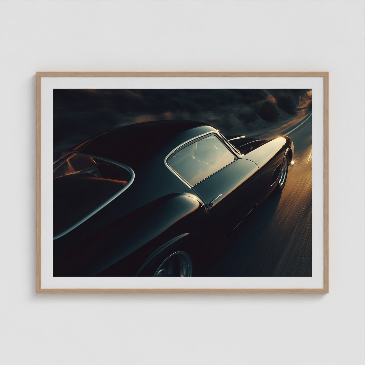 Passing, 1950s Blue Chip Ferrari 48x36 Natural Landscape Box Frame