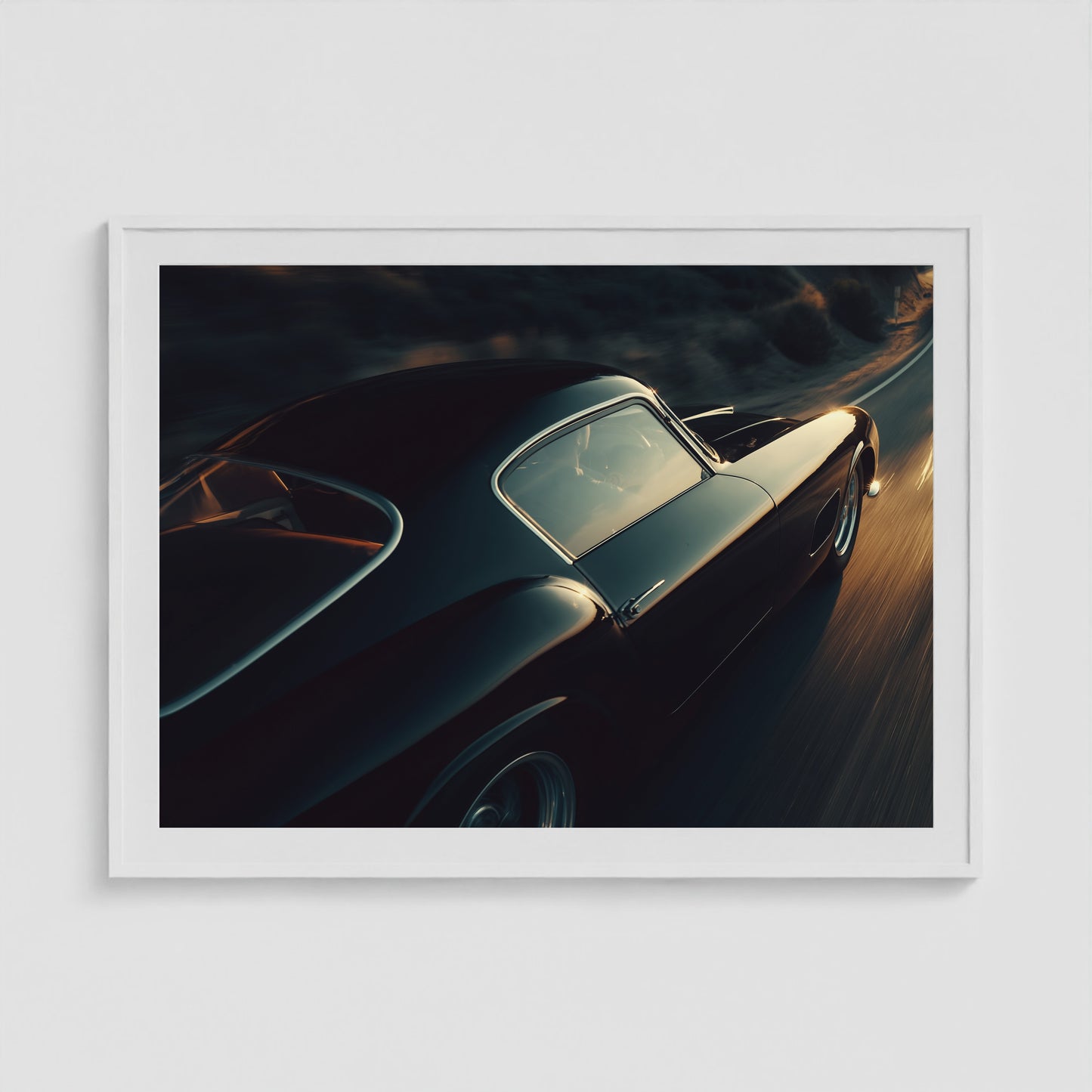 Passing, 1950s Blue Chip Ferrari 48x36 White Landscape Box Frame