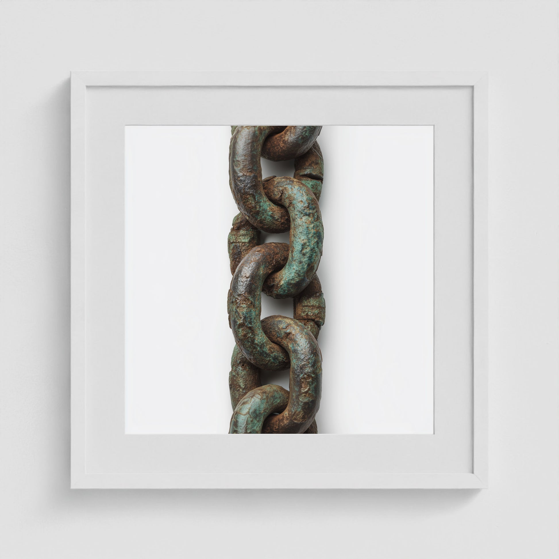 Patina Chain Long 20x20 White Square Box Frame