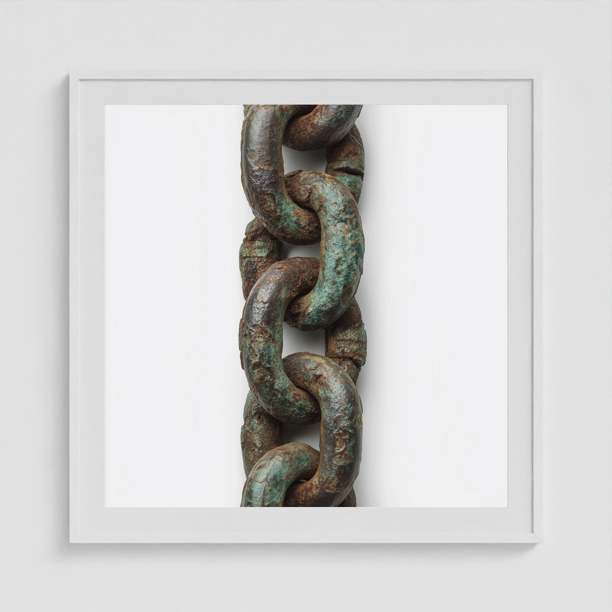Patina Chain Long 36x36 White Square Box Frame