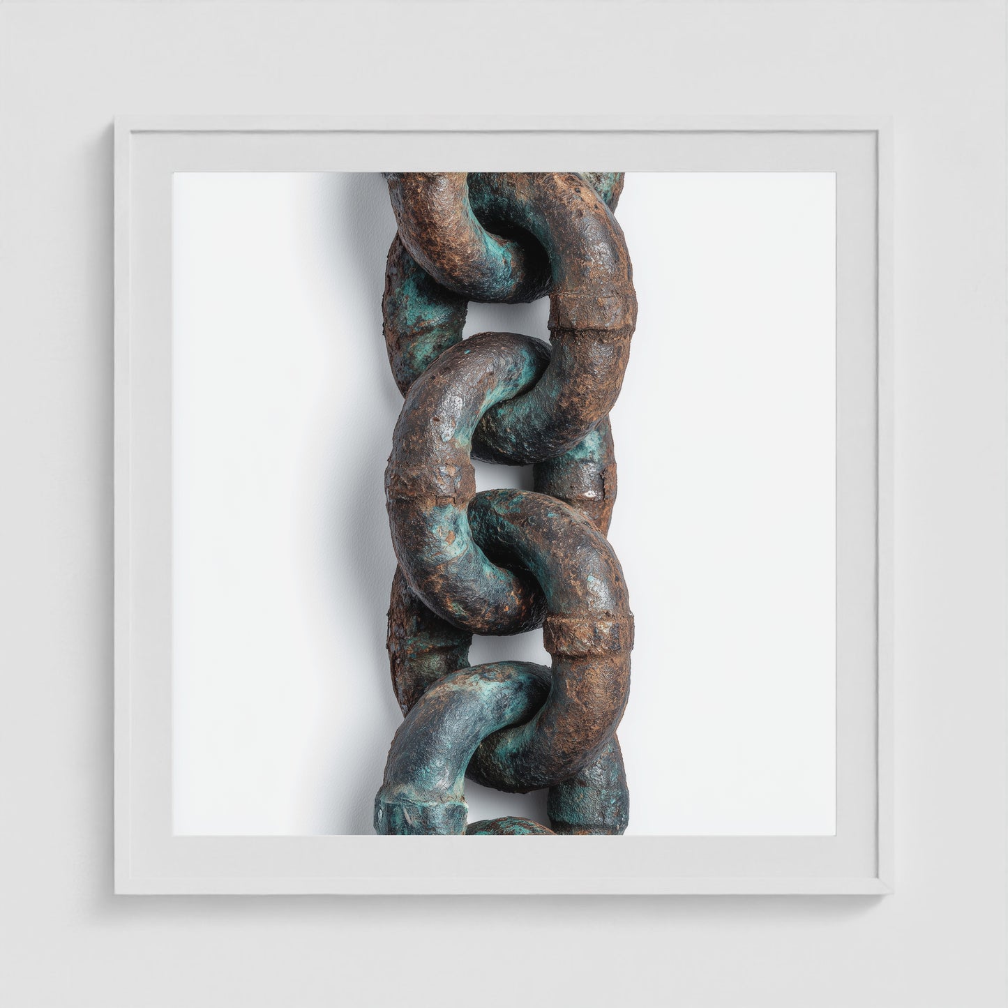 Patina Chain Medium 36x36 White Square Box Frame