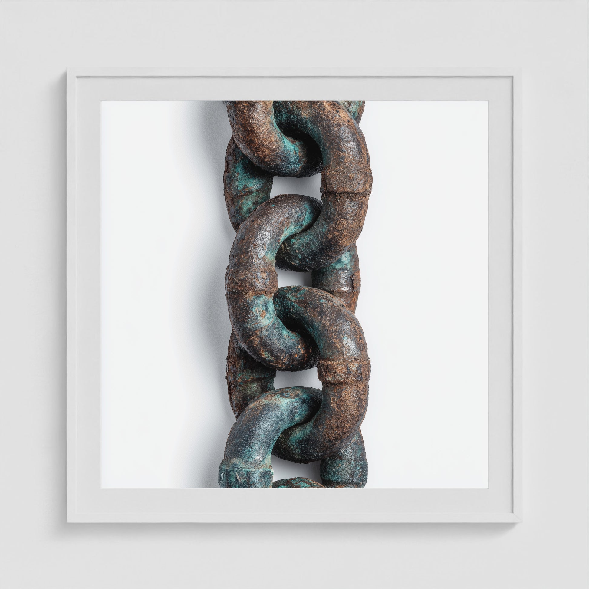 Patina Chain Medium 36x36 White Square Box Frame