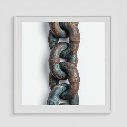 Patina Chain Medium 36x36 White Square Box Frame