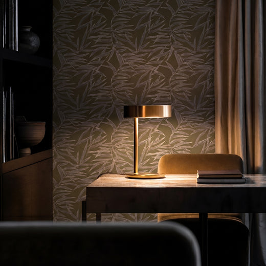 Botanical bamboo pattern wallpaper in Pewter grey colorway from the Mineral Collection.