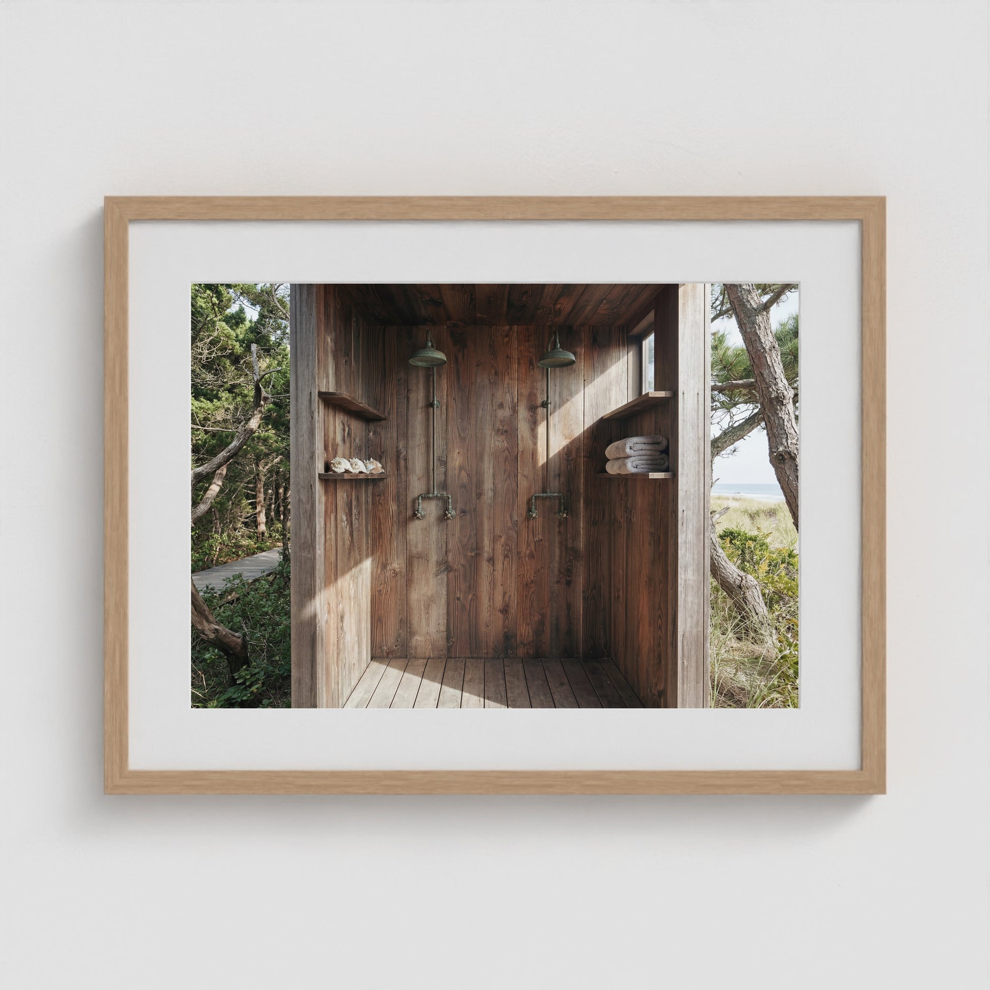 Pines Outdoor Shower1 24x18 Natural Landscape Box Frame