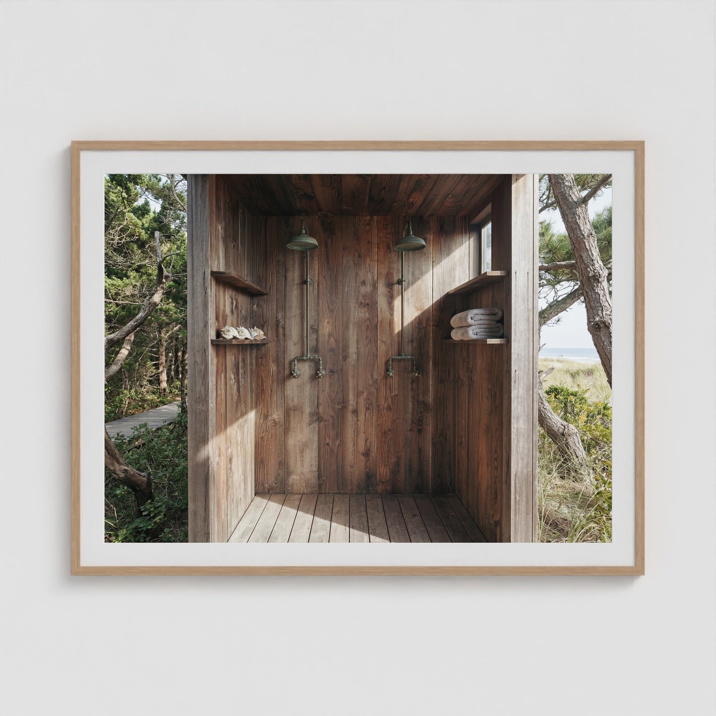 Pines Outdoor Shower1 48x36 Natural Landscape Box Frame