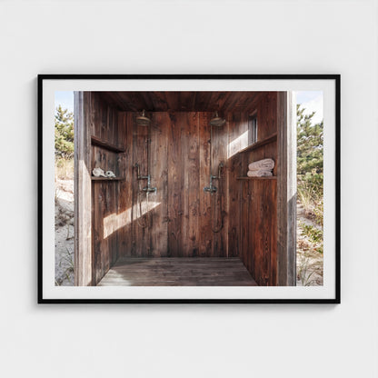 Large format Pines Outdoor Shower limited edition print in 48x36 black frame