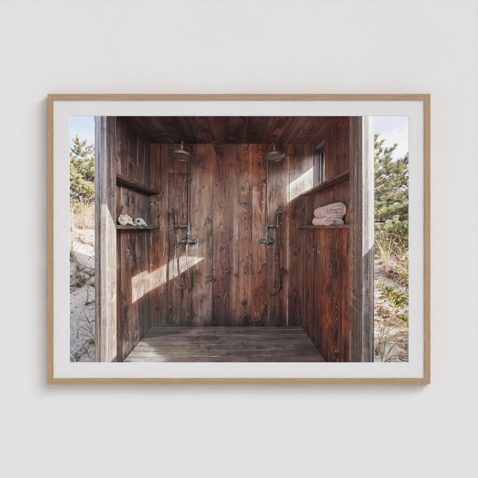 Pines Outdoor Shower2 48x36 Natural Landscape Box Frame