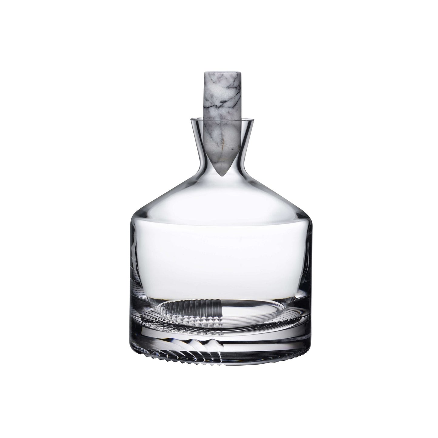 Side profile of the Alba crystal whisky carafe showing its clean lines and weighted base