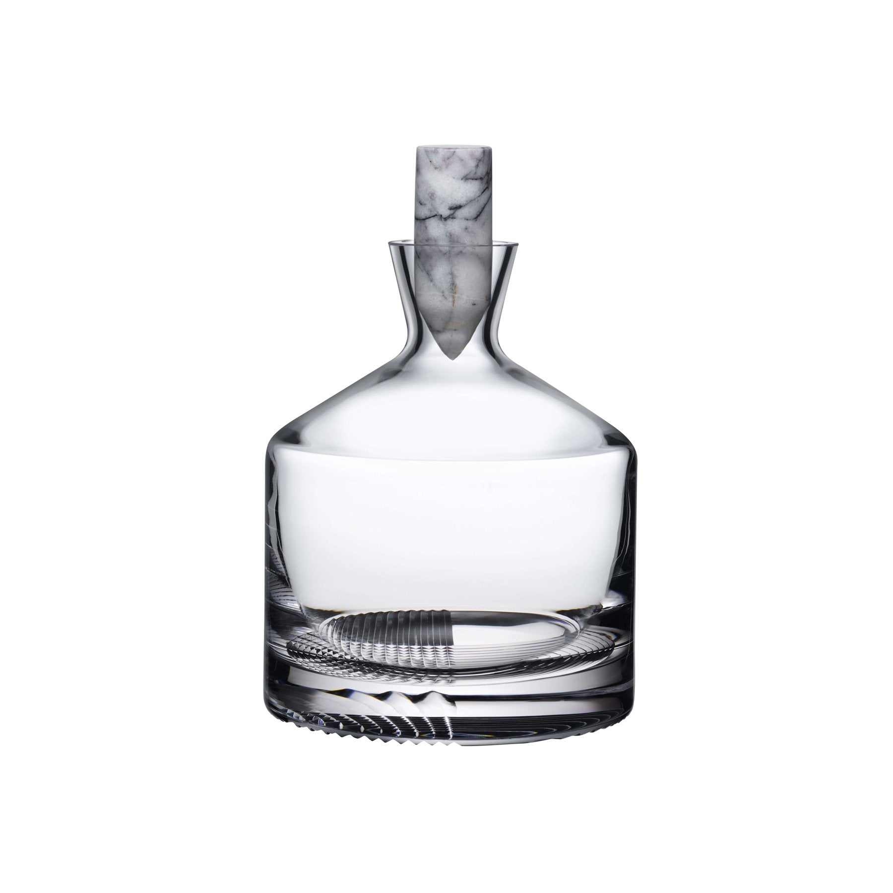 Side profile of the Alba crystal whisky carafe showing its clean lines and weighted base
