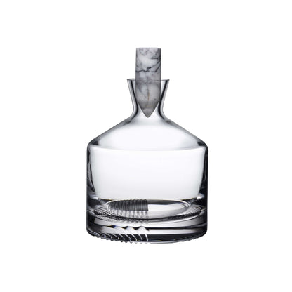 Side profile of the Alba crystal whisky carafe showing its clean lines and weighted base
